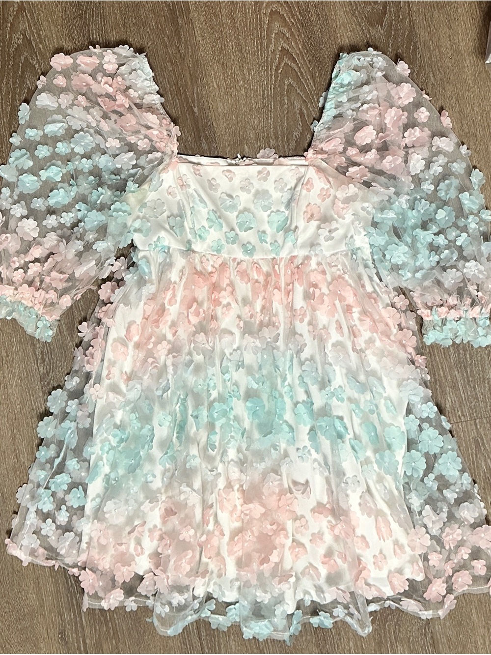 White & rainbow floral Storia baby doll dress SIZE Medium M - Picture 3 of 10